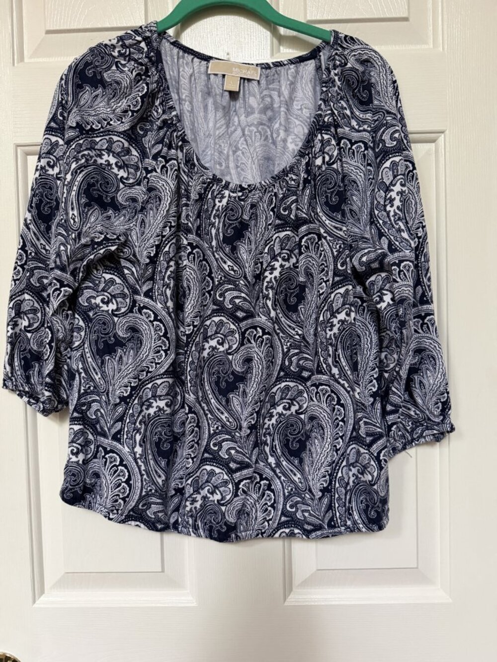 Michael Kors Size Large (L) Paisley Print Blouse with 3/4 Sleeves